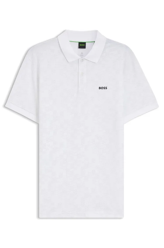 Cotton-piqué polo shirt with all-over print Cotton-piqué polo shirt with all-over print