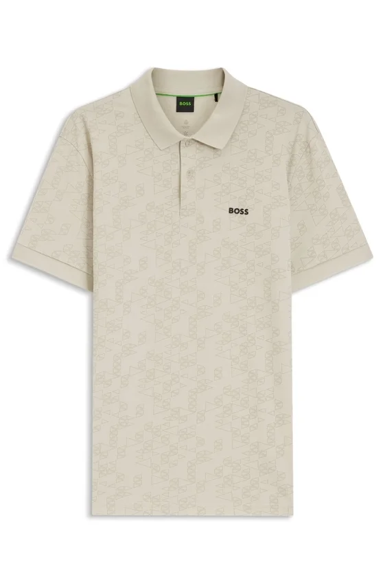Cotton-piqué polo shirt with all-over print Cotton-piqué polo shirt with all-over print