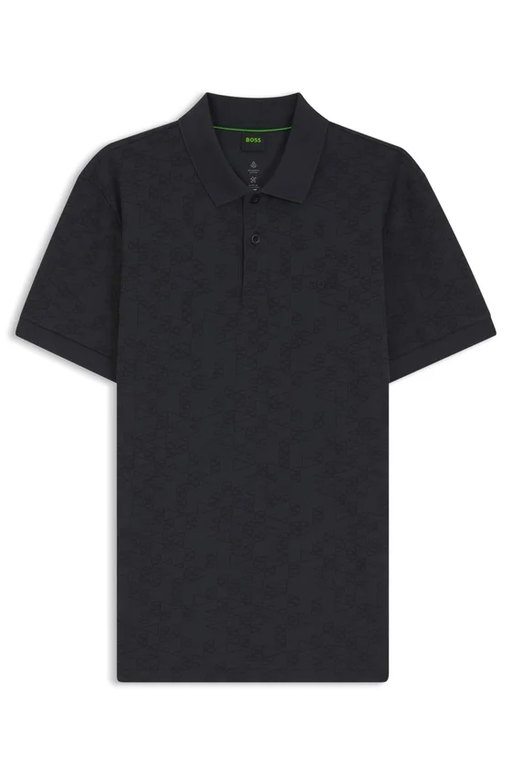 Cotton-piqué polo shirt with all-over print Cotton-piqué polo shirt with all-over print
