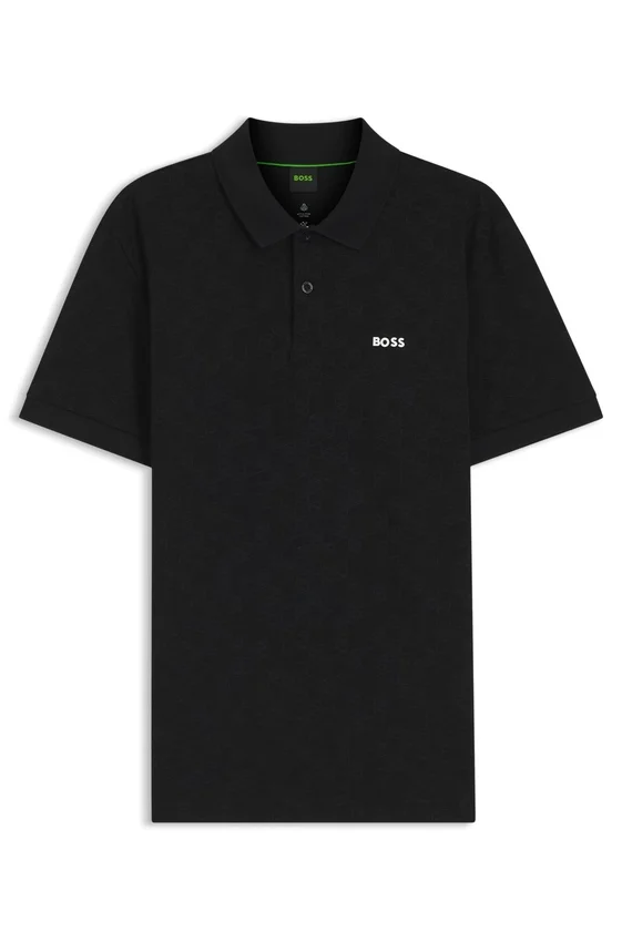 Cotton-piqué polo shirt with all-over print Cotton-piqué polo shirt with all-over print
