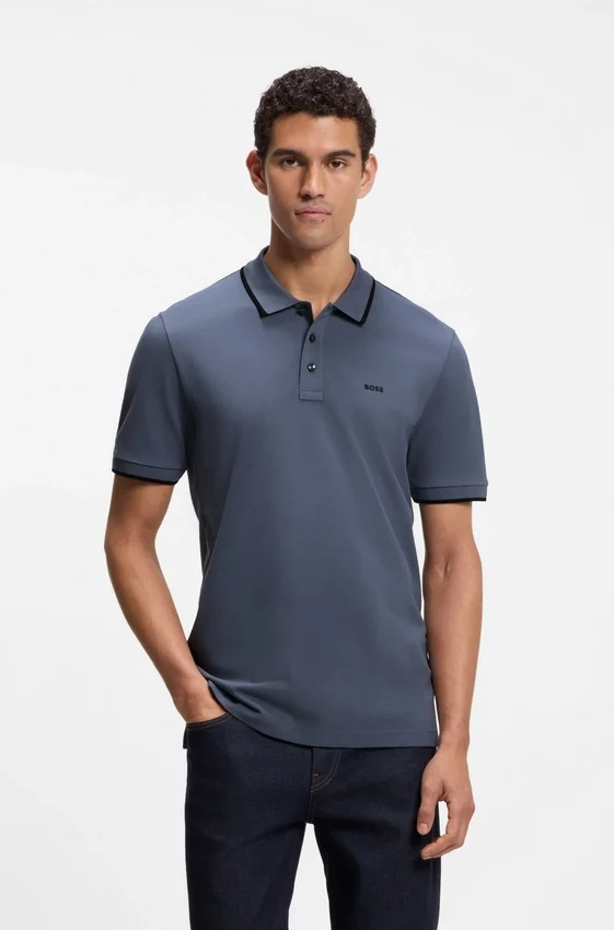 Cotton-piqué polo shirt with contrast tipping Cotton-piqué polo shirt with contrast tipping