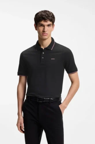 Cotton-piqué polo shirt with contrast tipping