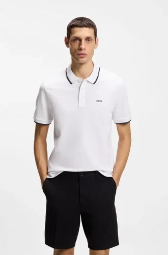Cotton-piqué polo shirt with contrast tipping