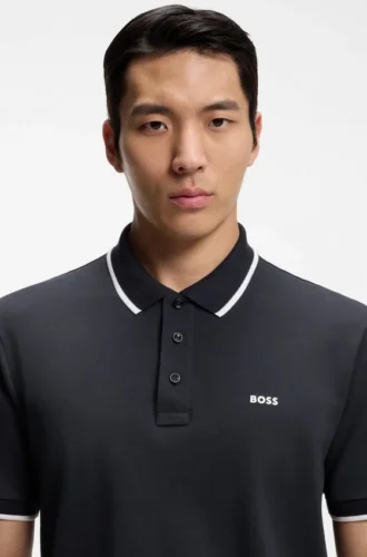 Cotton-piqué polo shirt with contrast tipping