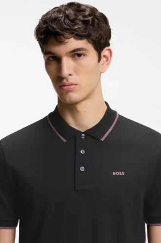 Cotton-piqué polo shirt with contrast tipping