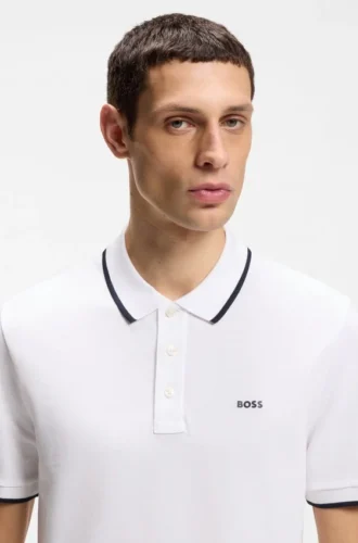 Cotton-piqué polo shirt with contrast tipping