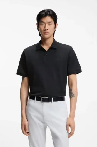 Cotton-piqué polo shirt with Double B monogram