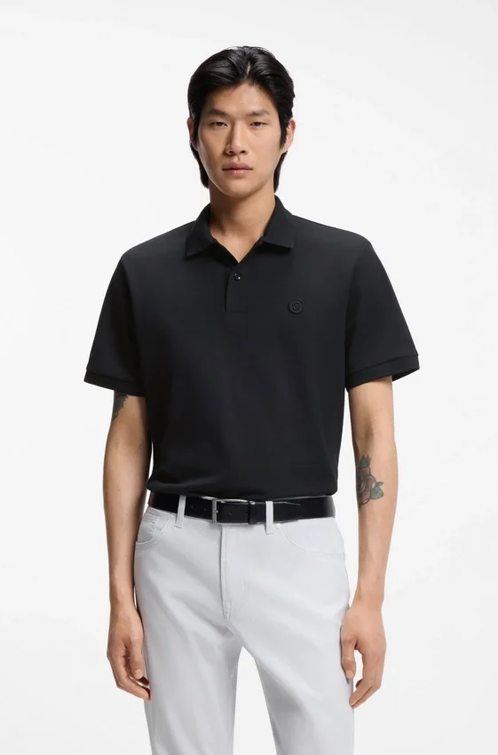 Cotton-piqué polo shirt with Double B monogram Cotton-piqué polo shirt with Double B monogram
