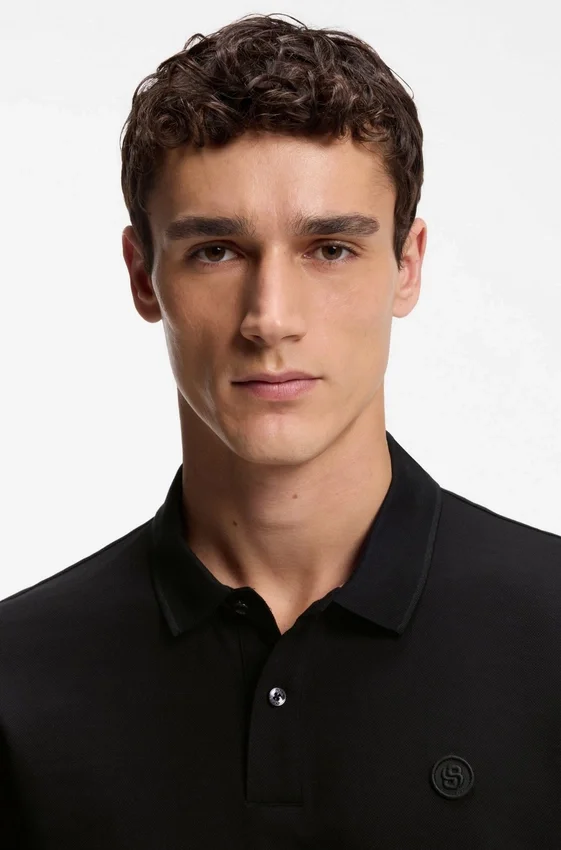 Cotton-piqué polo shirt with Double B monogram Cotton-piqué polo shirt with Double B monogram