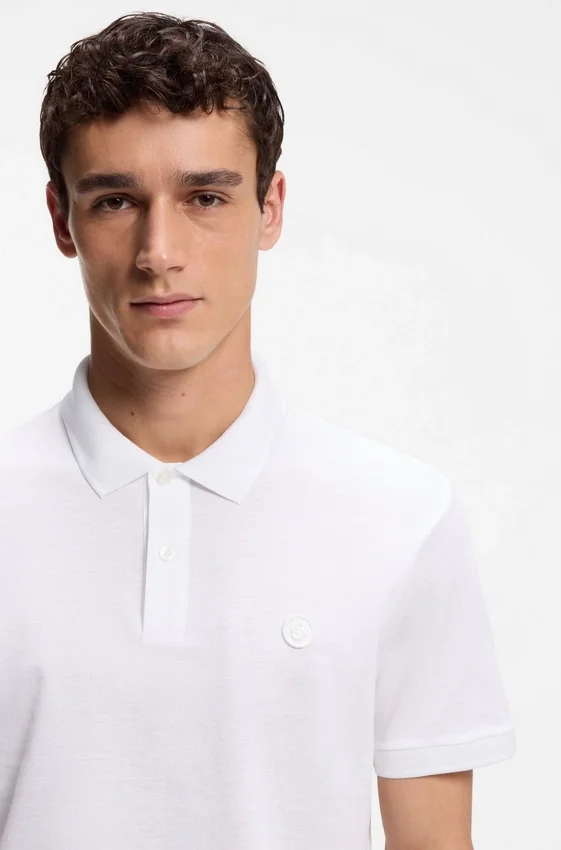 Cotton-piqué polo shirt with Double B monogram Cotton-piqué polo shirt with Double B monogram