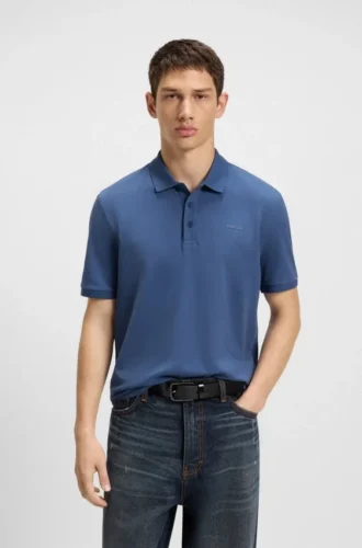Cotton-piqué polo shirt with logo print