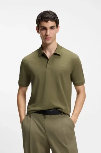 Cotton-piqué polo shirt with logo print