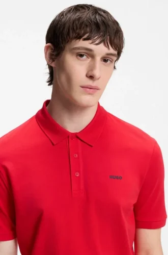 Cotton-piqué polo shirt with logo print