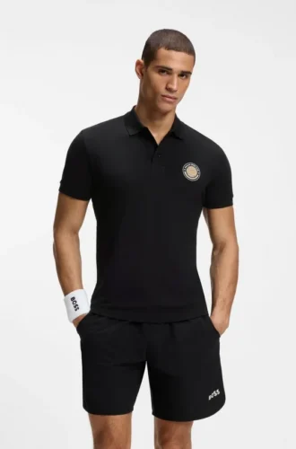 Cotton-piqué polo shirt with tennis artwork Cotton-piqué polo shirt with tennis artwork