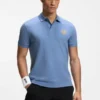 Cotton-piqué polo shirt with tennis artwork