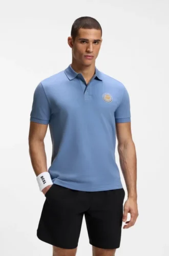 Cotton-piqué polo shirt with tennis artwork Cotton-piqué polo shirt with tennis artwork