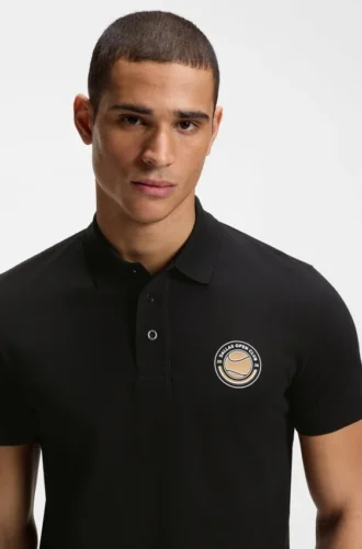 Cotton-piqué polo shirt with tennis artwork Cotton-piqué polo shirt with tennis artwork