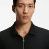 Cotton-piqué polo shirt with zip neck