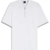 Cotton-piqué polo shirt with zip neck