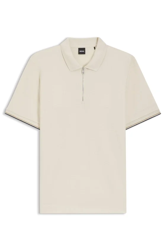 Cotton-piqué polo shirt with zip neck Cotton-piqué polo shirt with zip neck