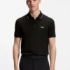 Cotton piqué slim-fit polo shirt with a collar stripe