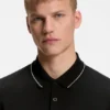 Cotton piqué slim-fit polo shirt with a collar stripe