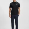 Cotton piqué slim-fit polo shirt with a collar stripe
