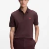 Cotton-piqué slim-fit polo shirt with red logo label
