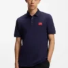 Cotton-piqué slim-fit polo shirt with red logo label