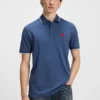 Cotton-piqué slim-fit polo shirt with red logo label