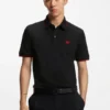 Cotton-piqué slim-fit polo shirt with red logo label