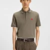 Cotton-piqué slim-fit polo shirt with red logo label