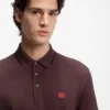 Cotton-piqué slim-fit polo shirt with red logo label