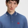 Cotton-piqué slim-fit polo shirt with red logo label