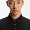 Cotton-piqué slim-fit polo shirt with red logo label