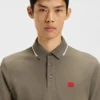 Cotton-piqué slim-fit polo shirt with red logo label