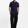 Cotton-piqué slim-fit polo shirt with red logo label