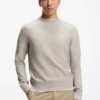 Cotton piqué sweater with logo patch