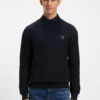 Cotton piqué sweater with logo patch