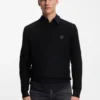 Cotton piqué sweater with logo patch