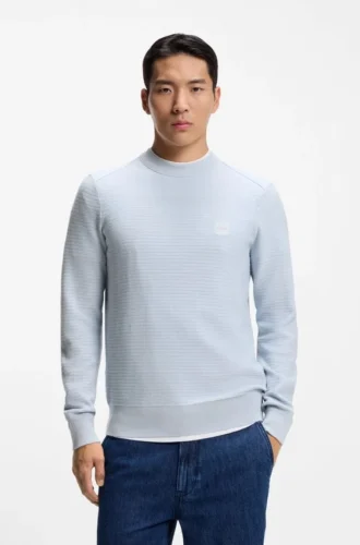 Cotton piqué sweater with logo patch