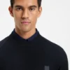 Cotton piqué sweater with logo patch