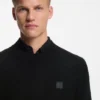 Cotton piqué sweater with logo patch