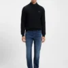 Cotton piqué sweater with logo patch