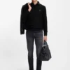 Cotton piqué sweater with logo patch