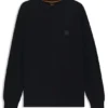 Cotton piqué sweater with logo patch