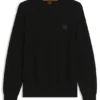 Cotton piqué sweater with logo patch
