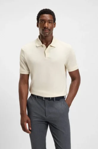Cotton polo shirt with herringbone structure