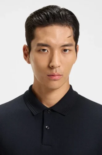 Cotton polo shirt with herringbone structure