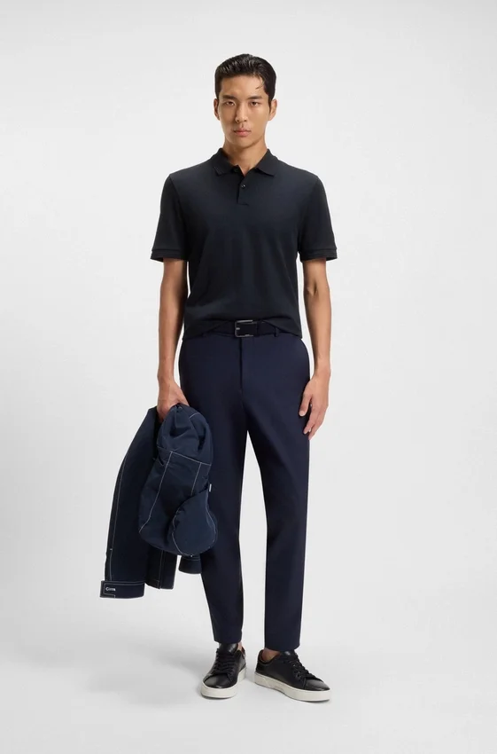 Cotton polo shirt with herringbone structure Cotton polo shirt with herringbone structure